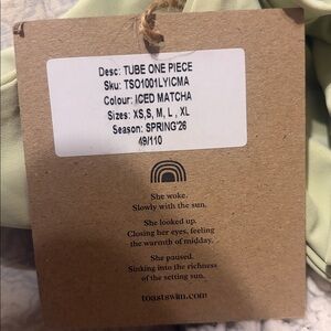Toast Swim Tube one piece, Iced Matcha, Size Small